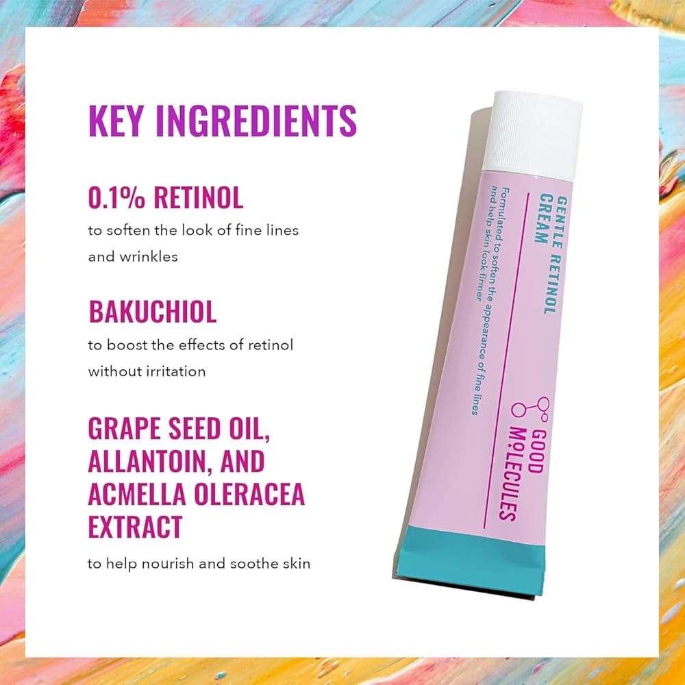 Good Molecules Gentle Retinol Cream - Retinol Night Cream to Minimize Appearance of Fine Lines & Wrinkles, Skin Tightening Recipe with Bakuchiol, Anti-Aging Skin Care For Face - Image 3