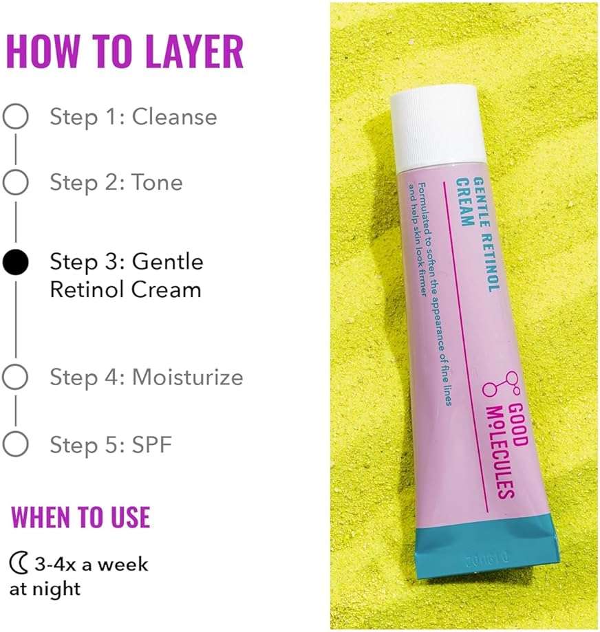 Good Molecules Gentle Retinol Cream - Retinol Night Cream to Minimize Appearance of Fine Lines & Wrinkles, Skin Tightening Recipe with Bakuchiol, Anti-Aging Skin Care For Face - Image 4