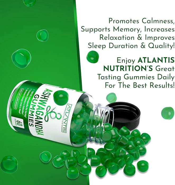 Atlantis Nutrition Ashwagandha Gummies - Ashwagandha Extract 30:1 - Promotes Calmness, Improves Mood, Boosts Energy Levels & Strengthens Immune System - Formulated w/Vitamin D & Zinc - Vegan | 60 Ct - Image 6
