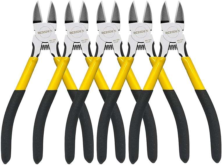 Wire Cutters 5 Pack, 6 inch Flush Cutters, BOOSDEN Spring Loaded Cutting Pliers,Precision Side Cutters,Sharp Diagonal Cutters,Small Wire Snips for Crafting - Image 1