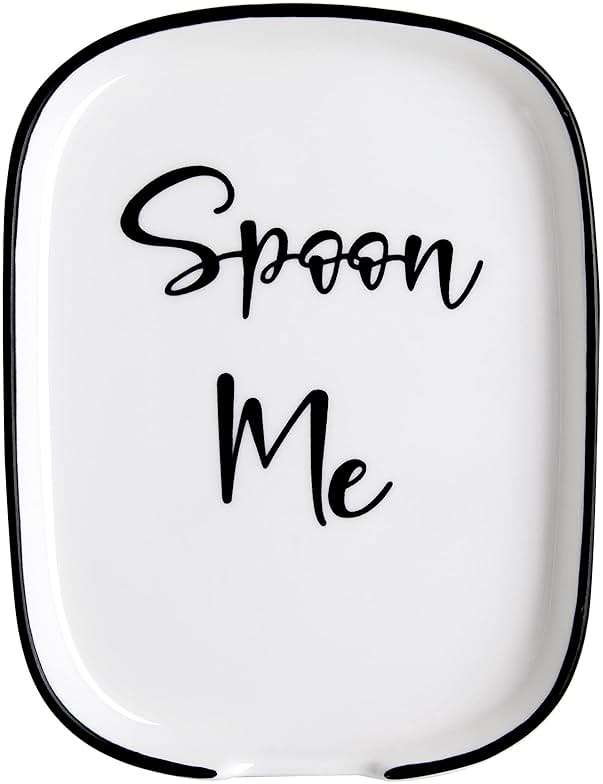 Ceramic Spoon Rest for Stove Top, Large Spoon Holder for Kitchen Counter, White Coffee Spoon Rest, Heat-Resistant Cooking Utensil Rest, Modern Farmhouse Kitchen Décor - Image 1