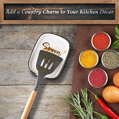 Ceramic Spoon Rest for Stove Top, Large Spoon Holder for Kitchen Counter, White Coffee Spoon Rest, Heat-Resistant Cooking Utensil Rest, Modern Farmhouse Kitchen Décor - Image 2