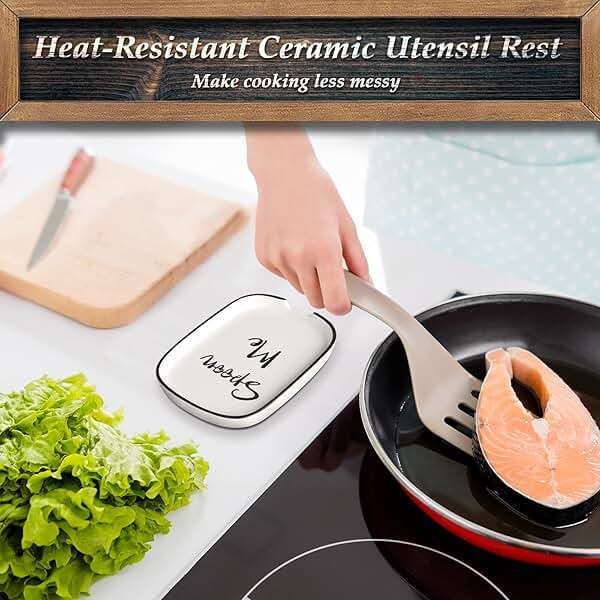 Ceramic Spoon Rest for Stove Top, Large Spoon Holder for Kitchen Counter, White Coffee Spoon Rest, Heat-Resistant Cooking Utensil Rest, Modern Farmhouse Kitchen Décor - Image 5