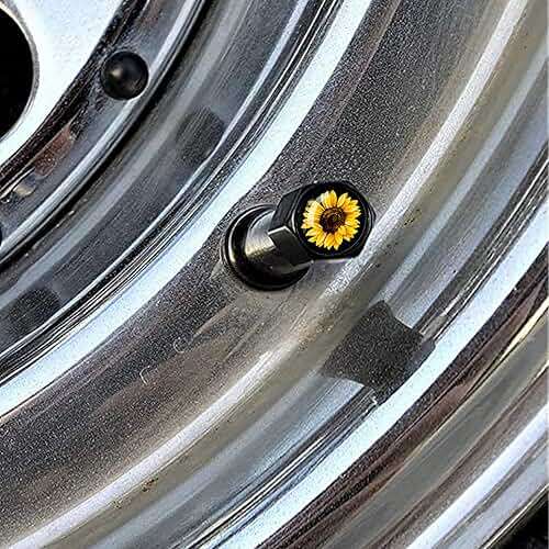 XIAGEANA Metal Car Wheel Tire Valve Stem Caps 4 Pack Cool Sunflower Pattern Aluminum Car Tire Air Valve Caps For Cars, Trucks, Bikes, Motorcycles, Bicycles, Corrosion Resistant - Image 2