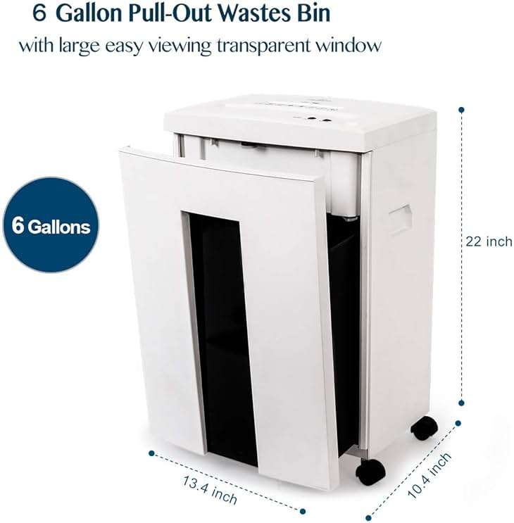 WOLVERINE 10-Sheet Super Micro Cut High Security Level P-5 Heavy Duty Paper/CD/Card Ultra Quiet Shredder for Home Office by 60 Mins Running Time and 6 Gallons Pullout Waste Bin SD9112(White ETL) - Image 6
