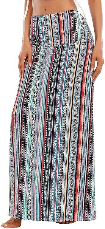 Zando Long Skirts for Women Trendy Dresses High Waisted Maxi Skirt Casual Workout Stretchy Flared Flower Skirt for Girls - Image 2