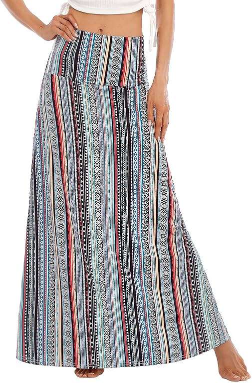 Zando Long Skirts for Women Trendy Dresses High Waisted Maxi Skirt Casual Workout Stretchy Flared Flower Skirt for Girls - Image 3