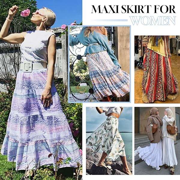 Zando Long Skirts for Women Trendy Dresses High Waisted Maxi Skirt Casual Workout Stretchy Flared Flower Skirt for Girls - Image 6