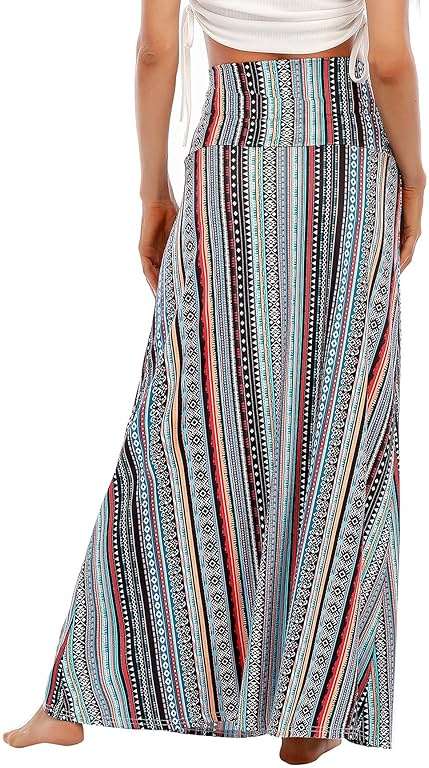 Zando Long Skirts for Women Trendy Dresses High Waisted Maxi Skirt Casual Workout Stretchy Flared Flower Skirt for Girls - Image 7