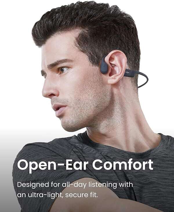 SHOKZ OpenRun Bone Conduction Open-Ear Bluetooth Sport Headphones, Running Workout，Sweat Headband, IP67 Sweat Resistant, 8H Playtime, Mic, Black - Image 2