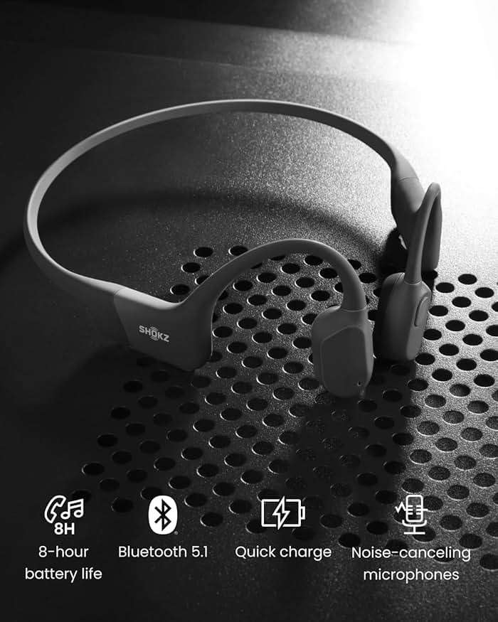 SHOKZ OpenRun Bone Conduction Open-Ear Bluetooth Sport Headphones, Running Workout，Sweat Headband, IP67 Sweat Resistant, 8H Playtime, Mic, Black - Image 5