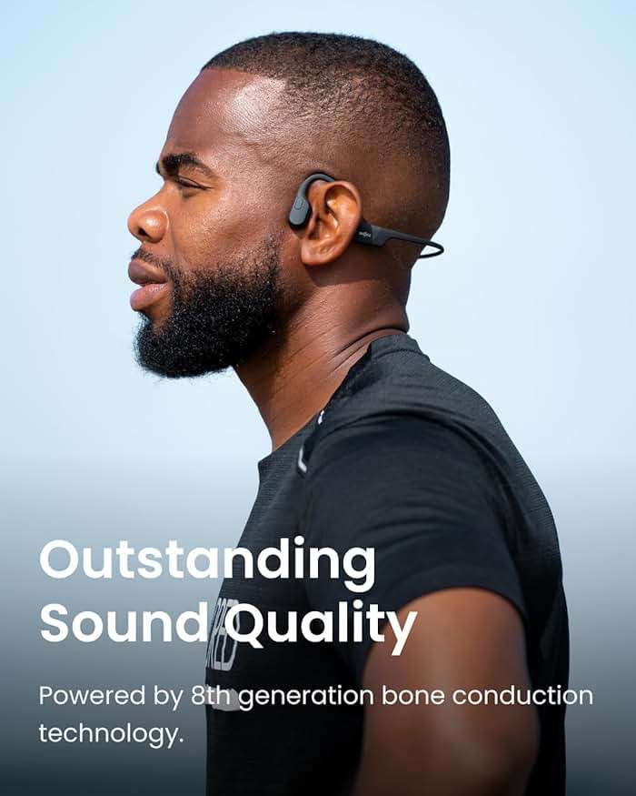SHOKZ OpenRun Bone Conduction Open-Ear Bluetooth Sport Headphones, Running Workout，Sweat Headband, IP67 Sweat Resistant, 8H Playtime, Mic, Black - Image 6