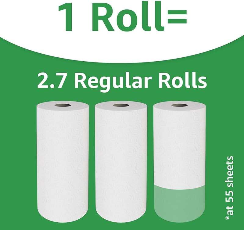 Amazon Basics 2-Ply Flex-Sheets Paper Towels, 12 Basics Rolls = 32 Regular Rolls, Everyday Value with 150 Sheets per Roll - Image 3