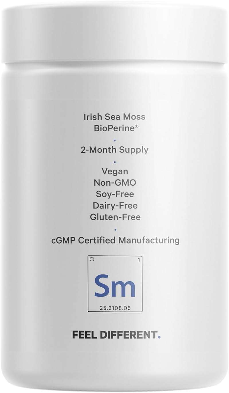 Codeage Raw Wildcrafted Irish Sea Moss Supplement, Spirulina Algae, Bladderwrack Seaweed, Burdock Root, Black Pepper, Vegan, Non-GMO, 120 Capsules - Image 9