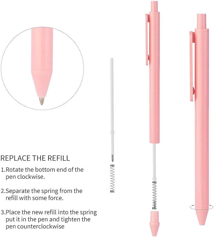 WY WENYUAN 12-Pcs Ballpoint Pens, Comfortable Writing, Pastel Retractable Pretty Journaling, Black Ink Medium Point 1.0 mm Gift, Cute Office Supplies for Women - Image 4