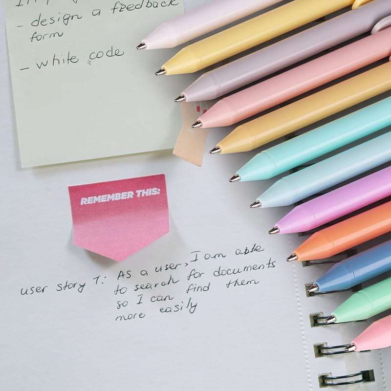 WY WENYUAN 12-Pcs Ballpoint Pens, Comfortable Writing, Pastel Retractable Pretty Journaling, Black Ink Medium Point 1.0 mm Gift, Cute Office Supplies for Women - Image 5