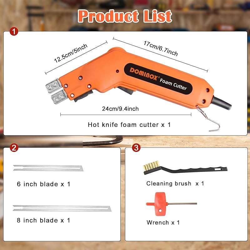DOMINOX Hot Knife Foam Cutter, Foam Cutting Tool Kit, Heavy-duty Case Styrofoam Cutter for Cutting Foam Board Insulation, EPP, EPS, XPS, EVA, EPE, PU, KT Board, Sponge, Nylon - Image 2