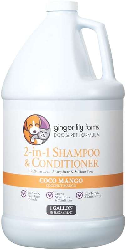 Ginger Lily Farms Dog & Pet Formula 2-in-1 Shampoo & Conditioner, 100% Vegan & Cruelty-Free, Coco Mango, 1 Gallon Refill (128 fl oz) - Image 1