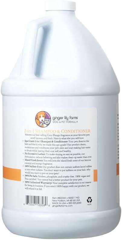 Ginger Lily Farms Dog & Pet Formula 2-in-1 Shampoo & Conditioner, 100% Vegan & Cruelty-Free, Coco Mango, 1 Gallon Refill (128 fl oz) - Image 2