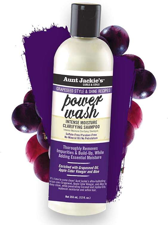 Aunt Jackie's Grapeseed Collection Perfect Intense Define, Power Wash, Rescued and Ice Curls, Combo Hydrates & Softens With Almond oil, Marshmallow Root, Purple, Pack of 3 - Image 3