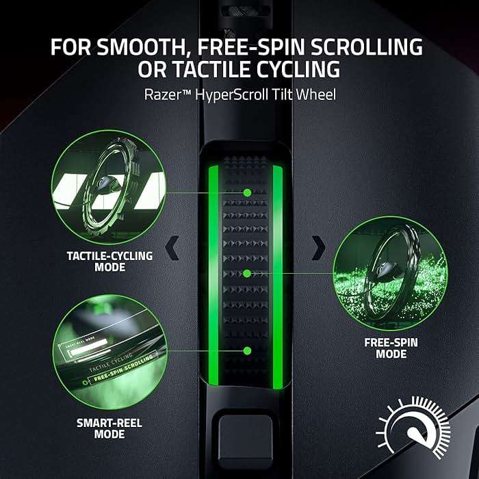 Razer Basilisk V3 Customizable Ergonomic Gaming Mouse: Fastest Gaming Mouse Switch - Chroma RGB Lighting - 26K DPI Optical Sensor - 11 Programmable Buttons - HyperScroll Tilt Wheel - Classic Black - Image 3
