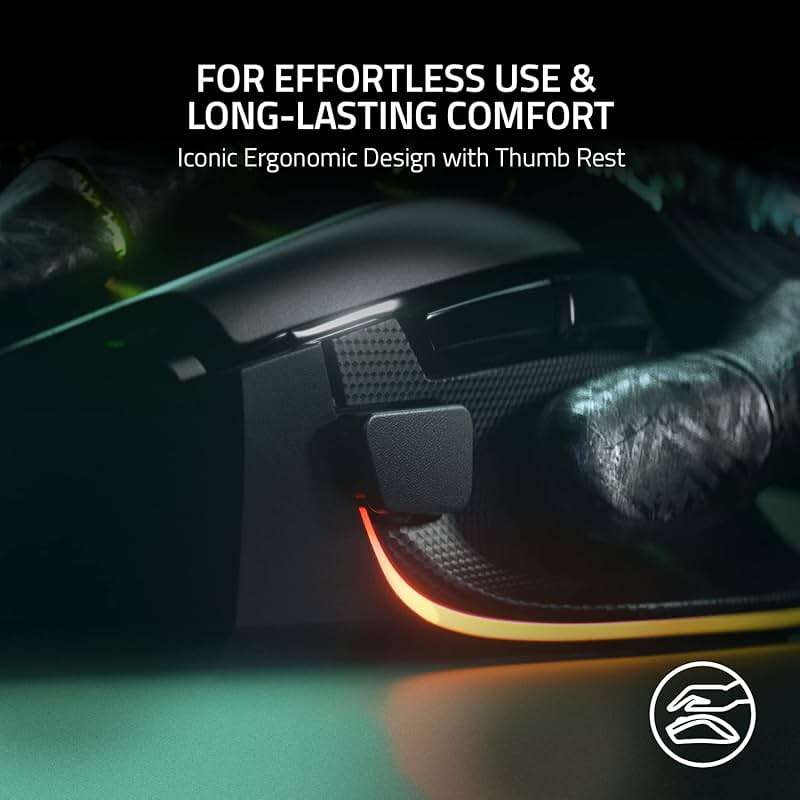 Razer Basilisk V3 Customizable Ergonomic Gaming Mouse: Fastest Gaming Mouse Switch - Chroma RGB Lighting - 26K DPI Optical Sensor - 11 Programmable Buttons - HyperScroll Tilt Wheel - Classic Black - Image 5