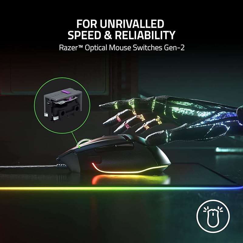 Razer Basilisk V3 Customizable Ergonomic Gaming Mouse: Fastest Gaming Mouse Switch - Chroma RGB Lighting - 26K DPI Optical Sensor - 11 Programmable Buttons - HyperScroll Tilt Wheel - Classic Black - Image 6