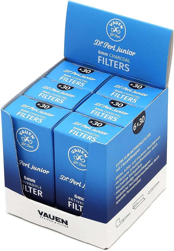 Vauen Dr. Perl Junior 6mm Activated Charcoal Filters - 6 Packs x 30 Filters - Image 2