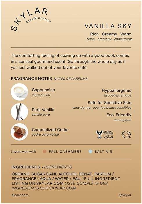 Skylar Vanilla Sky Eau de Parfum for Women - Warm Vanilla Perfume, Cappuccino, Cinnamon & Cedar Notes - Hypoallergenic, Vegan, Clean Fragrance for Sensitive Skin - 50mL / 1.7 Fl oz - Image 2
