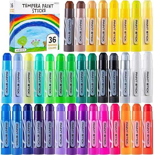JOYIN 36 Colors Washable Tempera Paint Sticks, Art Supplies, Paint for Kids, Quick Drying and No Mess Arts Project, Gifts for Kids and Artists Birthday Valentine Easter Gifts for Boys Girls - Image 1
