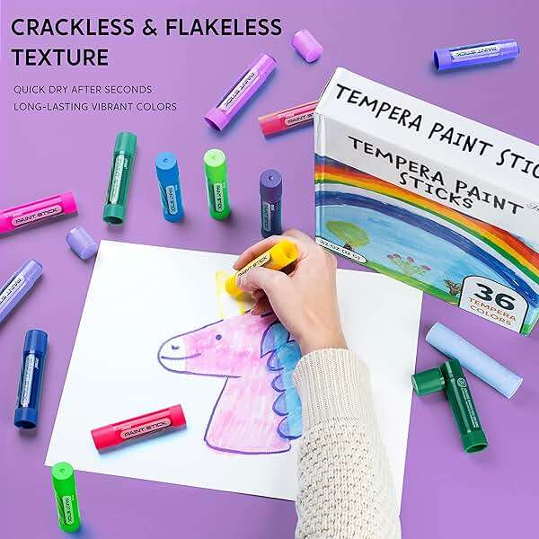 JOYIN 36 Colors Washable Tempera Paint Sticks, Art Supplies, Paint for Kids, Quick Drying and No Mess Arts Project, Gifts for Kids and Artists Birthday Valentine Easter Gifts for Boys Girls - Image 2