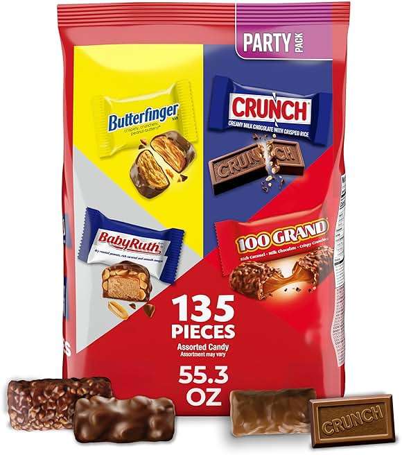 Assorted Butterfinger, Crunch, and Baby Ruth Mini Chocolates, 135 count Party Pack, 55.3 oz - Image 1