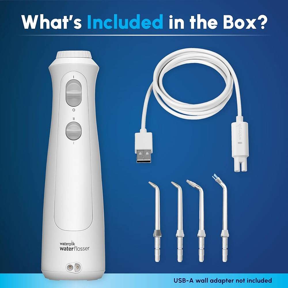 Waterpik Cordless Pearl Rechargeable Portable Water Flosser for Teeth, Gums, Braces Care and Travel, Extra Quiet, 4 Flossing Tips - ADA Accepted, WF-13 White, Amazon Exclusive - Image 4