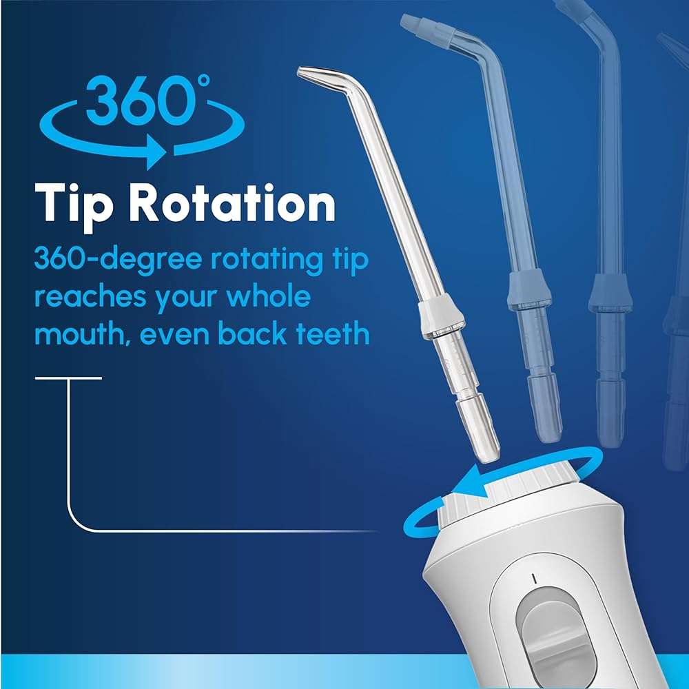 Waterpik Cordless Pearl Rechargeable Portable Water Flosser for Teeth, Gums, Braces Care and Travel, Extra Quiet, 4 Flossing Tips - ADA Accepted, WF-13 White, Amazon Exclusive - Image 6