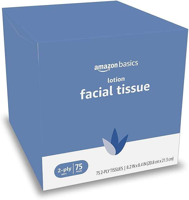 Amazon Basics Facial Tissues with Lotion, 2-Ply, 300 Count (4 Boxes, 75 Tissues per Box), Packaging May Vary - Image 2
