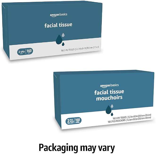 Amazon Basics Facial Tissue, 2-Ply, Soft and Strong, 2880 Count (18 Packs of 160), (Packaging May Vary) - Image 2