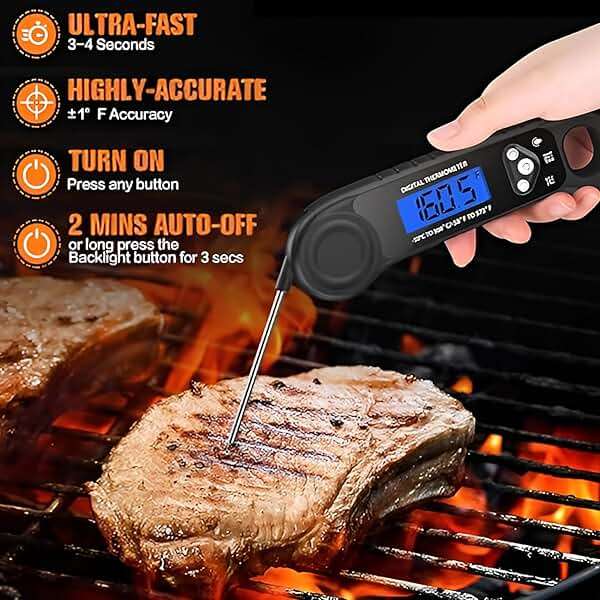 AMMZO Meat Thermometer Digital, Instant Read Food Thermometer for Cooking, Grilling, Baking, Frying & Candy Making, Essentials Kitchen Gadgets Accessory, Gifts for Men Women Dad Mom Birthday - Image 2