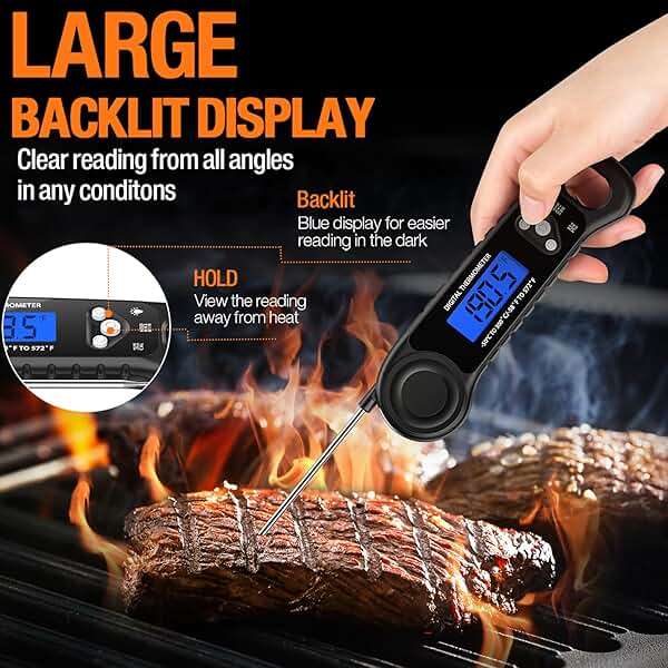 AMMZO Meat Thermometer Digital, Instant Read Food Thermometer for Cooking, Grilling, Baking, Frying & Candy Making, Essentials Kitchen Gadgets Accessory, Gifts for Men Women Dad Mom Birthday - Image 4
