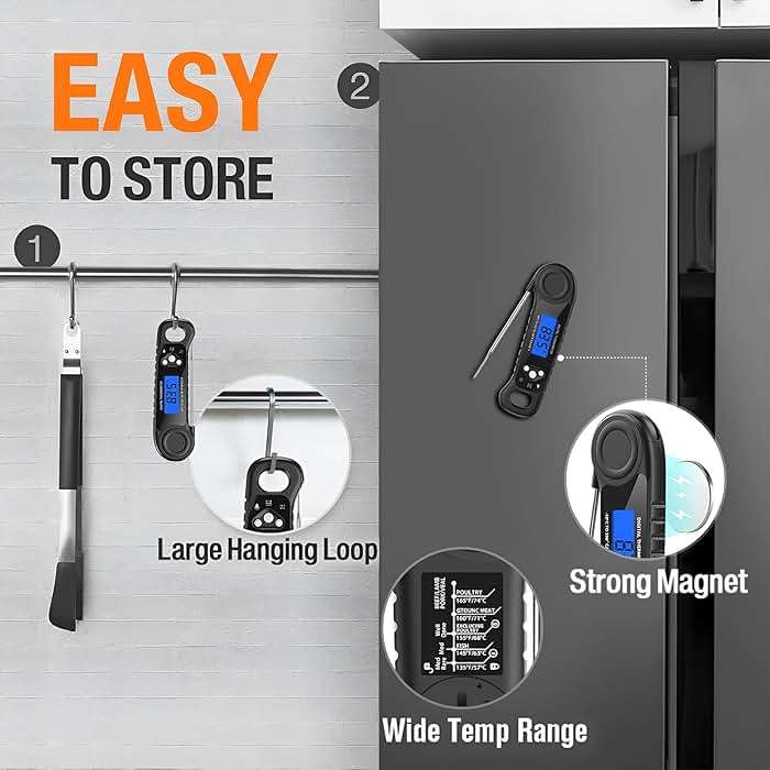 AMMZO Meat Thermometer Digital, Instant Read Food Thermometer for Cooking, Grilling, Baking, Frying & Candy Making, Essentials Kitchen Gadgets Accessory, Gifts for Men Women Dad Mom Birthday - Image 6