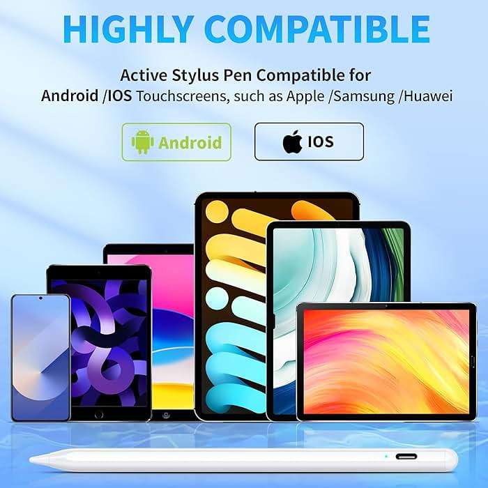 Stylus Pen for Touchscreen, Compatible for Android & iOS Phones/Tablet, Fast Charge Universal Stylus Pen for i-Phone, i-Pad, Tab A9+, High Sensitivity & Precision Stylist Pencil for Writing/Drawing - Image 2