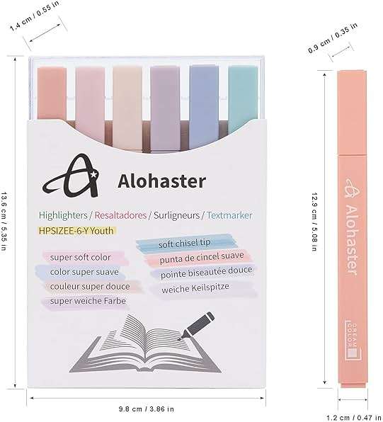 Alohaster HPSIZEE Aesthetic Cute Highlighters Mild Assorted Colors With Soft Chisel Tip, No Bleed Dry Fast Easy to Hold, for Journal Bible Planner Notes School Office Supplies, 6 Pack - Youth - Image 2