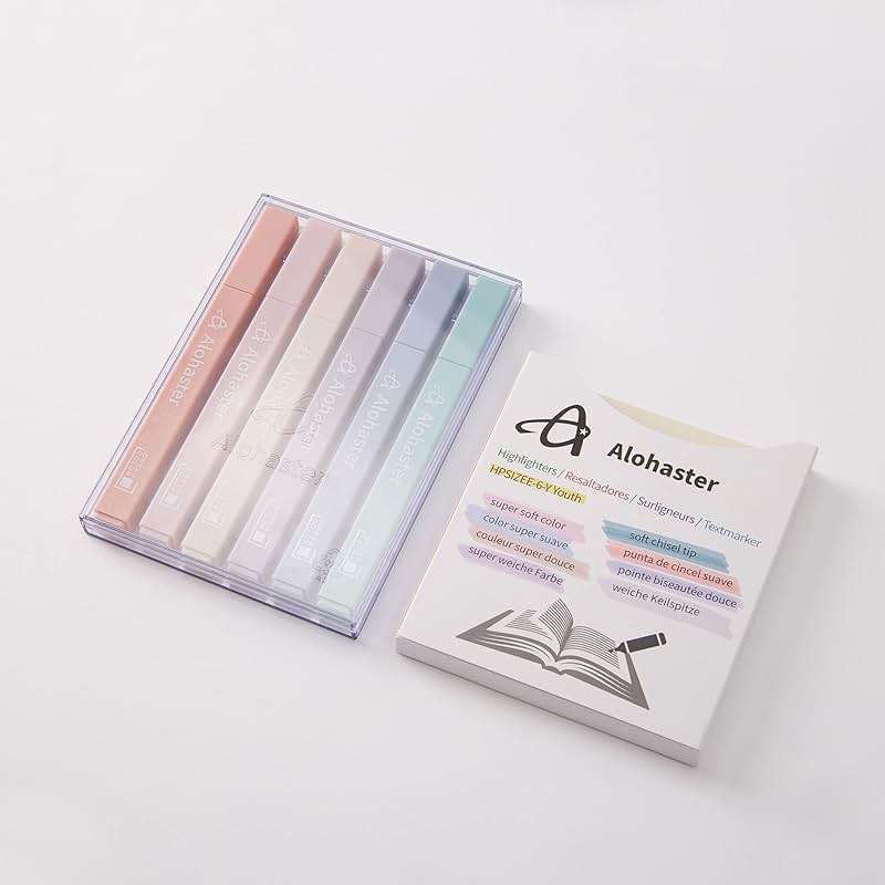 Alohaster HPSIZEE Aesthetic Cute Highlighters Mild Assorted Colors With Soft Chisel Tip, No Bleed Dry Fast Easy to Hold, for Journal Bible Planner Notes School Office Supplies, 6 Pack - Youth - Image 4
