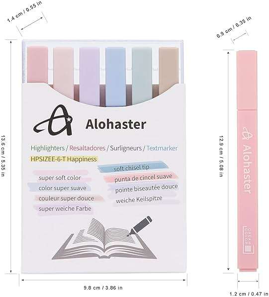 Alohaster HPSIZEE Aesthetic Cute Highlighters Mild Assorted Colors With Soft Chisel Tip, No Bleed Dry Fast Easy to Hold, for Journal Bible Planner Notes School Office Supplies, 6 Pack - Happiness - Image 2