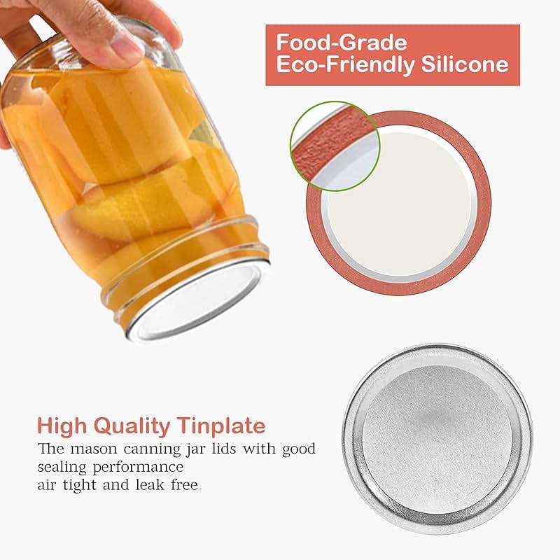 SLifeJars Regular Mouth Canning Lids 180Pcs Mason Jar Lids Food Grade Material Airtight Jar Lid Leak Proof Canning Split-type Lid for Regular Mouth Mason Jars(Silver/70MM) - Image 4