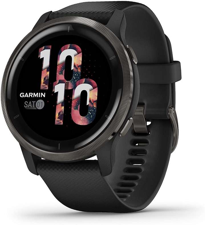 Garmin Venu 2, GPS Smartwatch with Advanced Health Monitoring and Fitness Features, Slate Bezel with Black Case and Silicone Band , 27.9 mm (Renewed) - Image 1