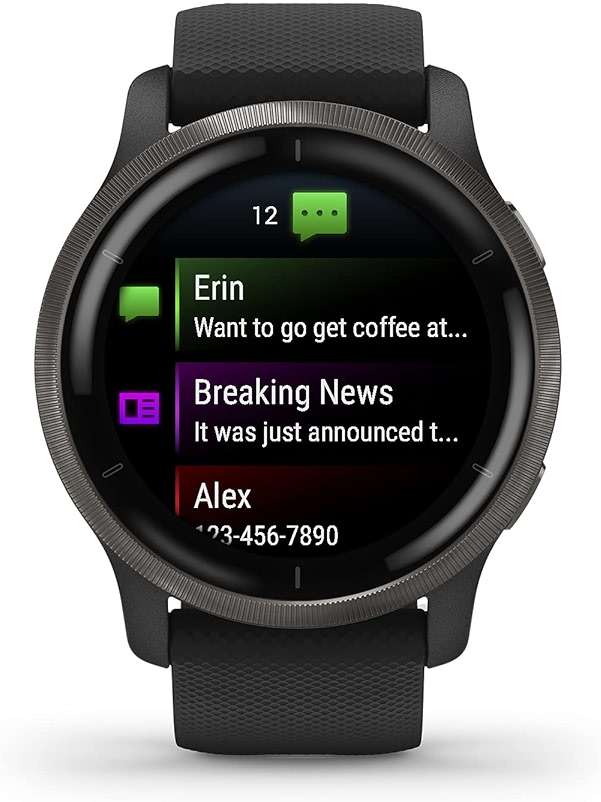 Garmin Venu 2, GPS Smartwatch with Advanced Health Monitoring and Fitness Features, Slate Bezel with Black Case and Silicone Band , 27.9 mm (Renewed) - Image 2