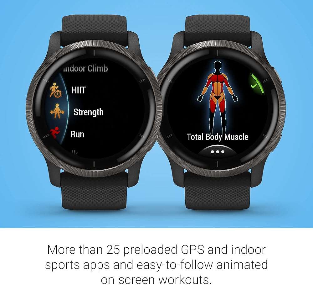 Garmin Venu 2, GPS Smartwatch with Advanced Health Monitoring and Fitness Features, Slate Bezel with Black Case and Silicone Band , 27.9 mm (Renewed) - Image 4