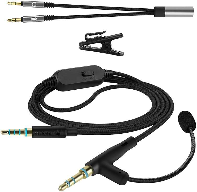 GEEKRIA Boom Mic Headphones Cable Compatible with Sony WH-1000XM6/1000XM5/1000XM4, WH-XB920N, ULT WEAR, 3.5mm Jack Replacement Cord with Boom Microphone for Gaming & Meeting (5.6ft) - Image 2