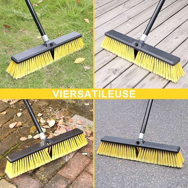 KeFanta 18 Inches Push Broom Outdoor- Heavy Duty Broom with 63" Long Handle for Deck Driveway Garage Yard Patio Warehouse Concrete Floor Cleaning - Image 3