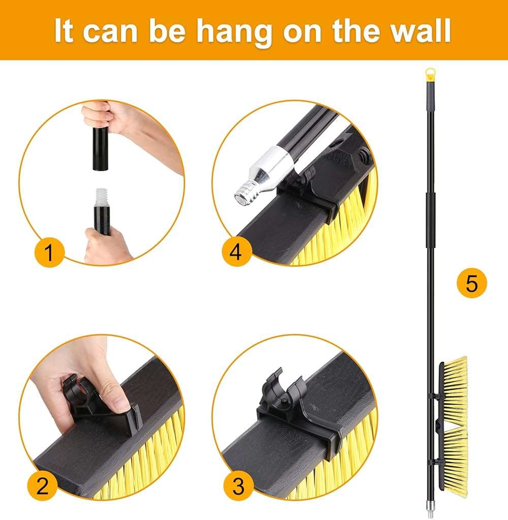 KeFanta 18 Inches Push Broom Outdoor- Heavy Duty Broom with 63" Long Handle for Deck Driveway Garage Yard Patio Warehouse Concrete Floor Cleaning - Image 5
